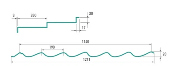 Modulová plechová střešní krytina Hornval H7 PE mat 0,5 mm
